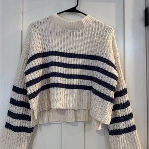 Blue and Cream Striped Sweater